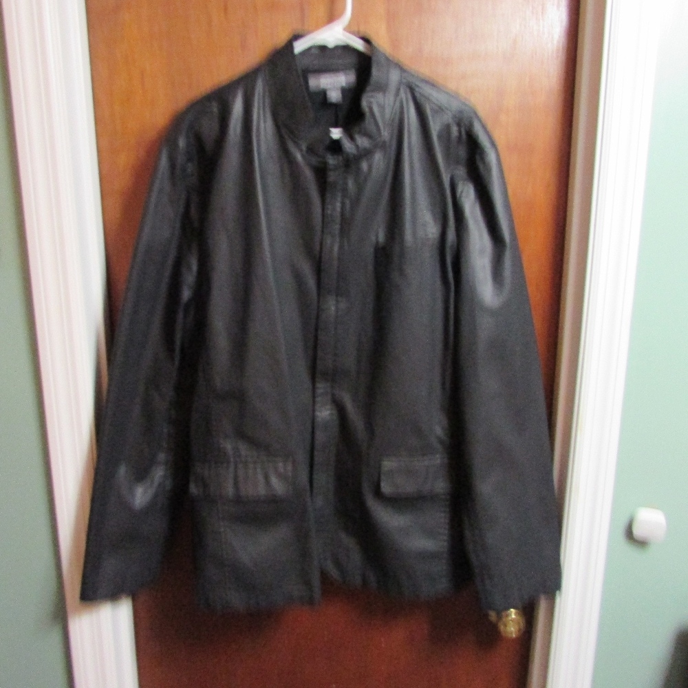 Kenneth Cole Mens Black Waxed Canvas Jacket XXL